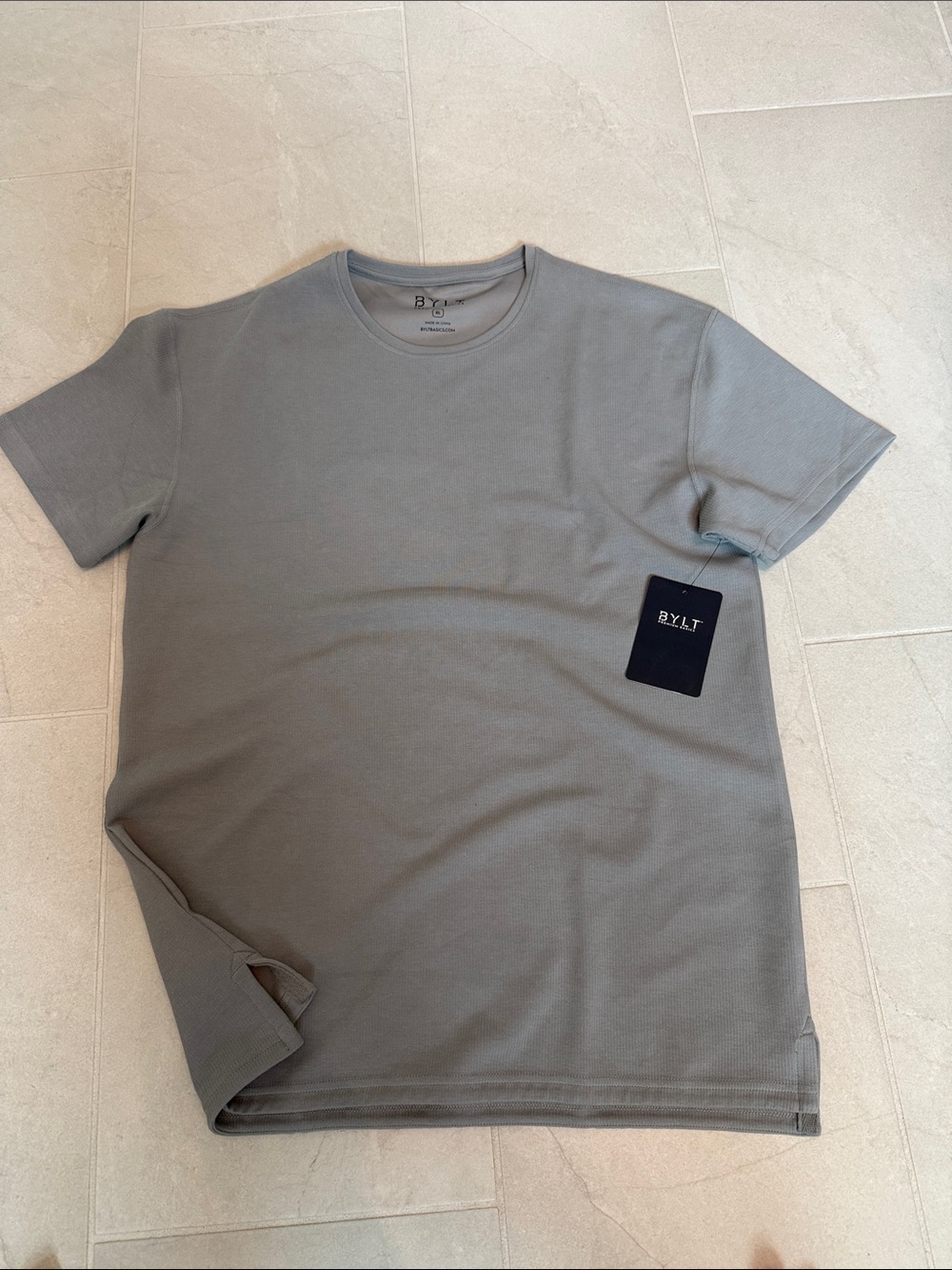 BYLT Basics Short Sleeve Crewneck Tee in Light Gray
